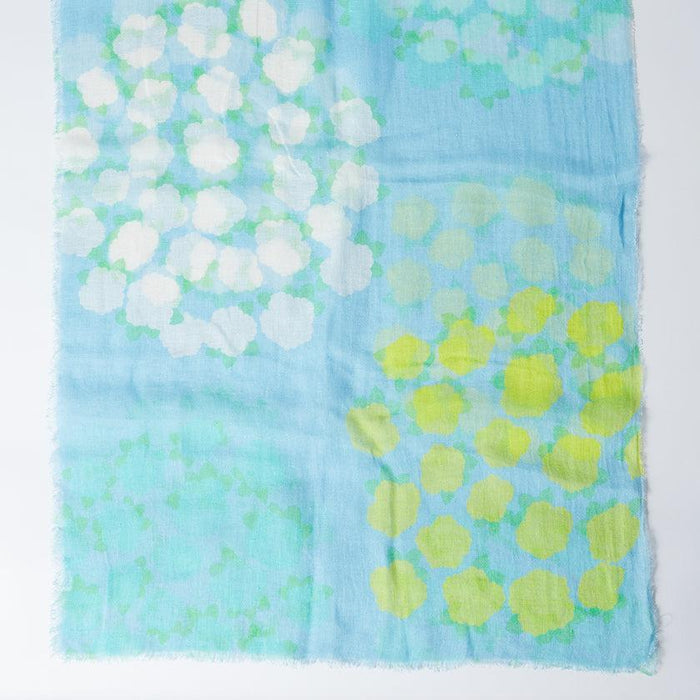 [STOLE] LINEN 190 X 52 FLOWER CIRCLE (BLUE) | KYO YUZEN DYEING | NOGIGUCHI KIHEI
