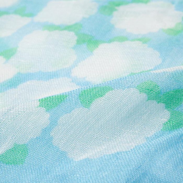 [STOLE] LINEN 190 X 52 FLOWER CIRCLE (BLUE) | KYO YUZEN DYEING | NOGIGUCHI KIHEI