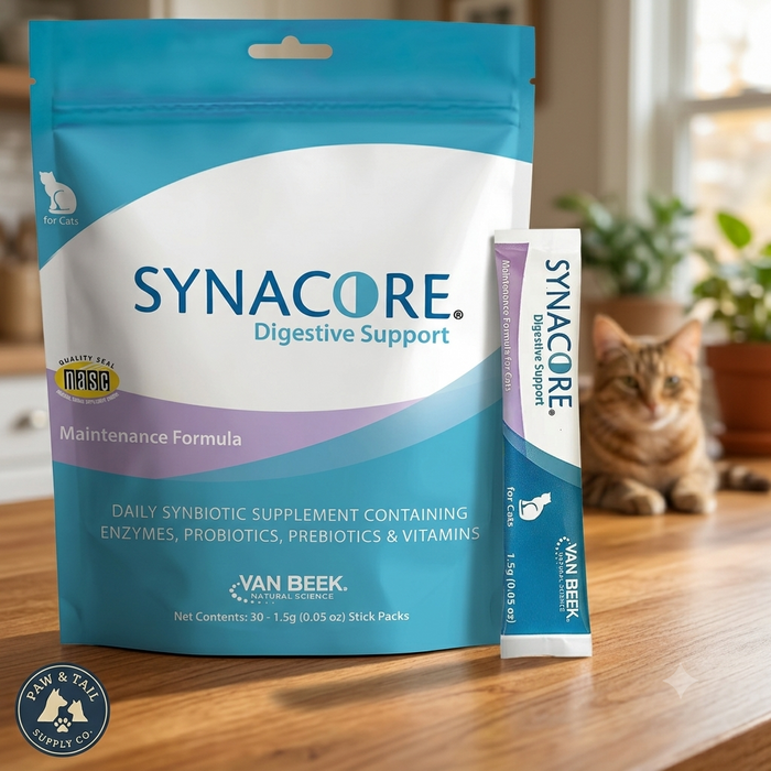 Synacore Digestive Support Cats 30 Stick Packs 1.5g Probiotics Enzymes Vitamins