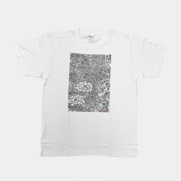 [T-SHIRT] FLOWER WHITE (ONE-SIZE-FITS-ALL) | KAGA YUZEN | J.Flavor * HIROYUKI KIKUTA