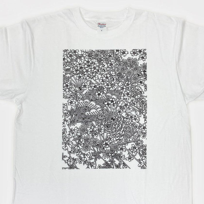 [T-SHIRT] HAND FAN WHITE (ONE-SIZE-FITS-ALL) | KAGA YUZEN | J.Flavor * HIROYUKI KIKUTA