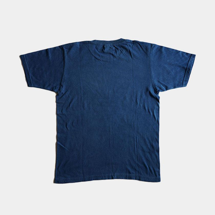 Indigo-dyed cotton T-shirt back view, natural one-color dyeing | Indigo Kesennuma, Japan