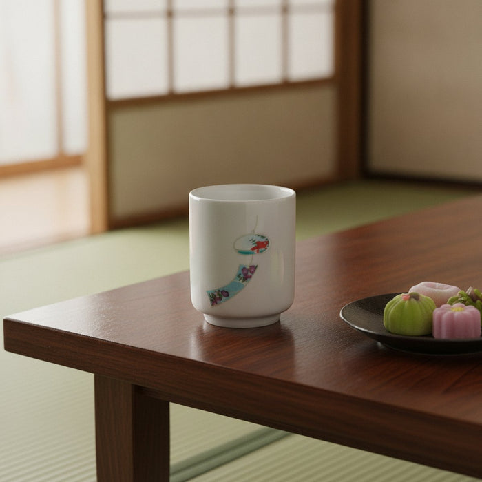[TEA CUP] WIND CHIME | COLOR & DESIGN CHANGE | MINO WARES | MARUMO TAKAGI｜使用イメージ（演出・手持ち）※手作りのため色・風合いは一点ごとに異なります