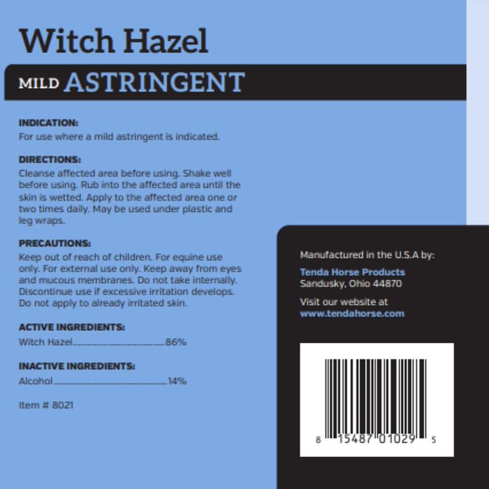 Tenda Witch Hazel Topical Astringent for Horses 1 Gallon