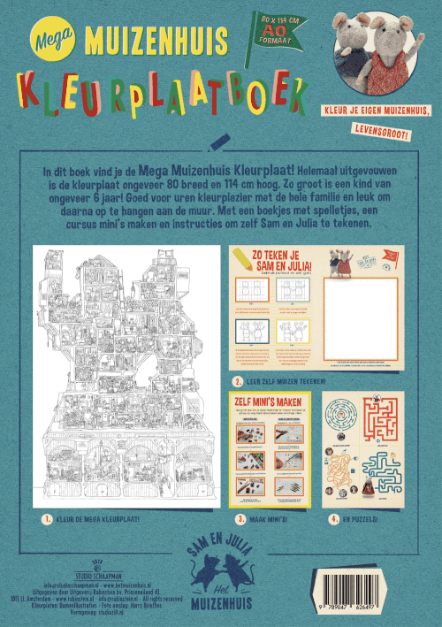 The Mouse Mansion Sam and Julia XL Colouring Sheet  RESTOCKED.