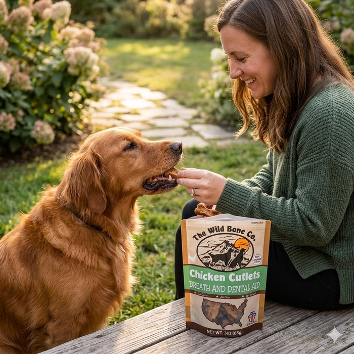 The Wild Bone Company Fresh Breath Chicken Cutlet Dental Aid Dog Treat 3 oz. 2PCK