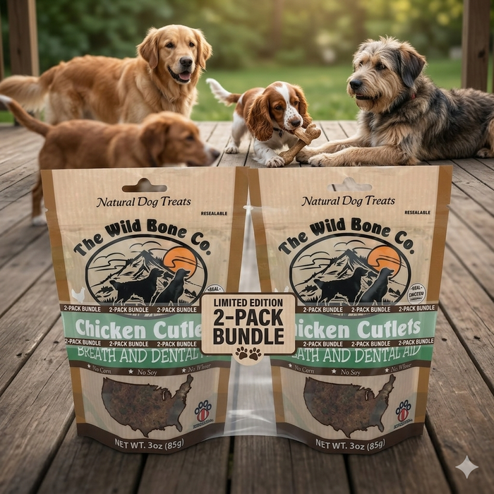 The Wild Bone Company Fresh Breath Chicken Cutlet Dental Aid Dog Treat 3 oz. 2PCK