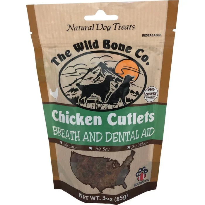 The Wild Bone Company Fresh Breath Chicken Cutlet Dental Aid Dog Treat 3 oz.
