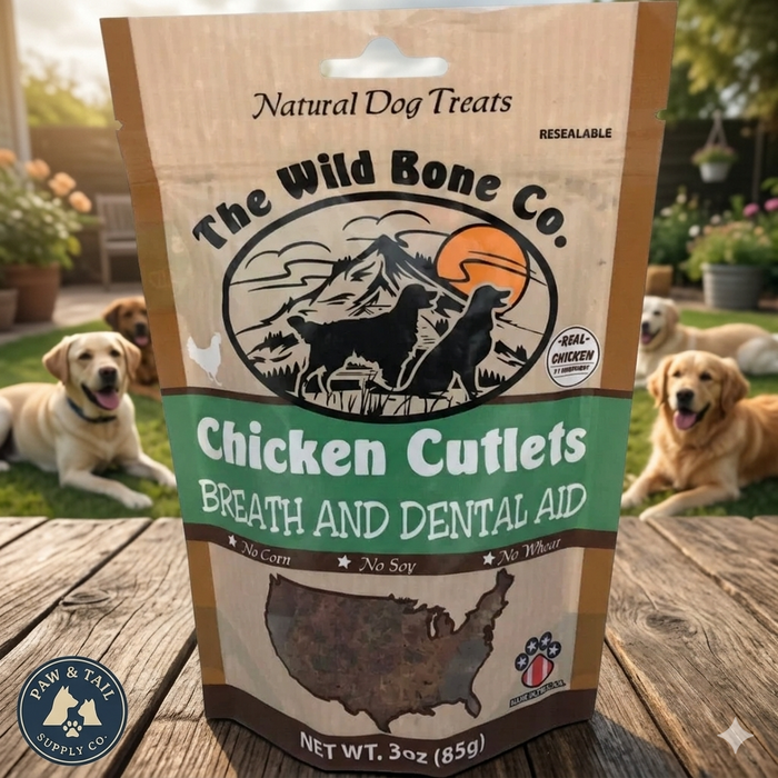 The Wild Bone Company Fresh Breath Chicken Cutlet Dental Aid Dog Treat 3 oz.