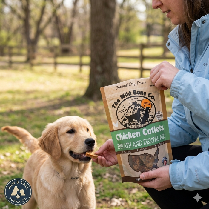 The Wild Bone Company Fresh Breath Chicken Cutlet Dental Aid Dog Treat 3 oz.
