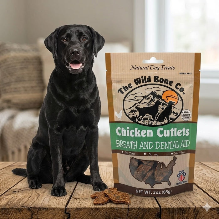 The Wild Bone Company Fresh Breath Chicken Cutlet Dental Aid Dog Treat 3 oz.
