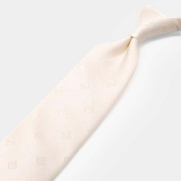 [TIE] ORIGINAL LOGO BLESSED WHITE | JAPANESE SILK | SHAKUNONE (WITH GIFT PAPER BAG)