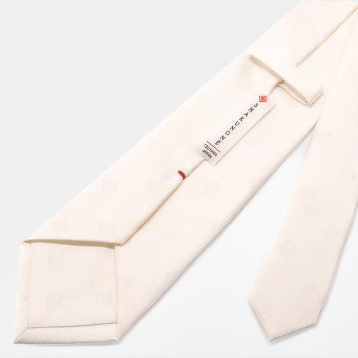 [TIE] ORIGINAL LOGO BLESSED WHITE | JAPANESE SILK | SHAKUNONE (WITH GIFT PAPER BAG)