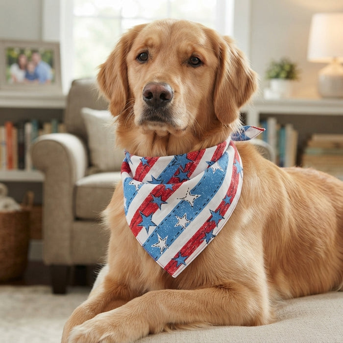 Top Performance American Denim Dog Bandana Patriotic Style 2-Pack