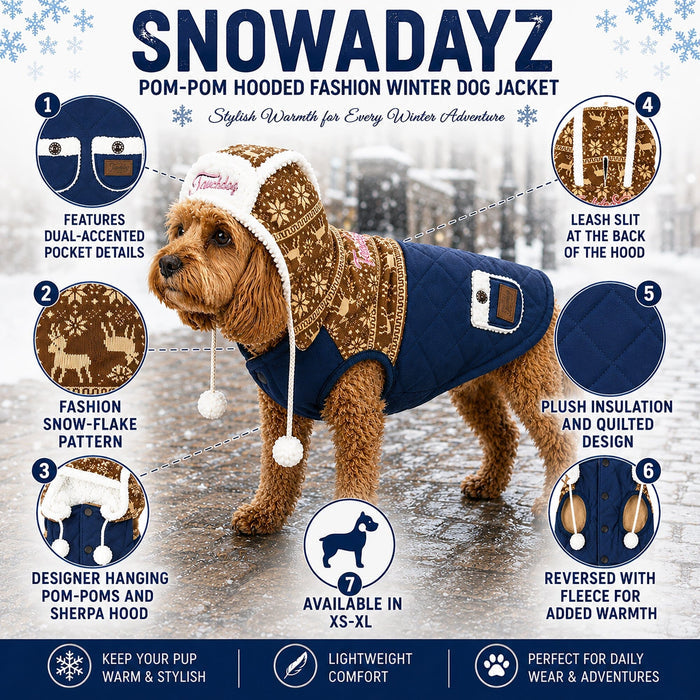 Touchdog ® 'Snowadayz' Pom Pom Hooded Fashion Dog Jacket
