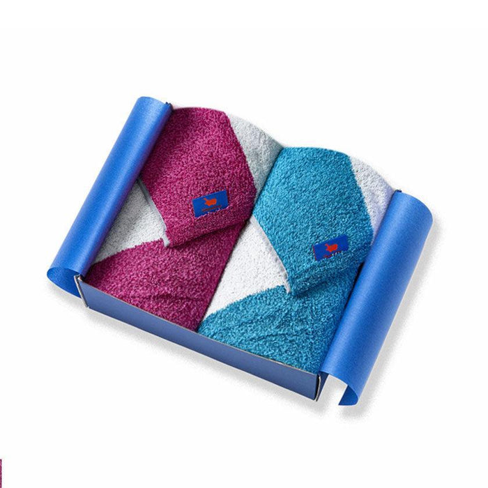 [TOWELS] MINI BATH TOWEL * 2 (WHITE&CARIBBEAN BLUE, WHITE&CASSIS) | ORGANIC TOWEL | HIPPOPOTAMUS