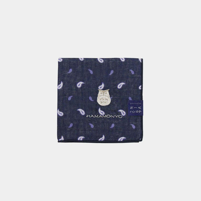 [TOWELS] REVERSIBLE GAUZE HANDKERCHIEF PAISLEY AND OWL | YOKOHAMA DYEING | HAMAMONYO