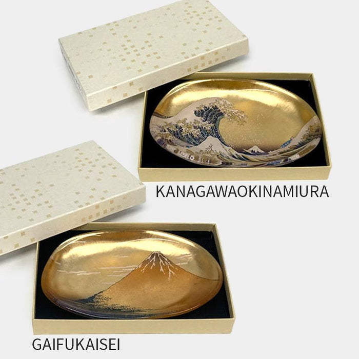 [TRAY] KATSUSHIKA HOKUSAI GLASS (GOLD) | KANAZAWA GOLD LEAF | HAKUICHI