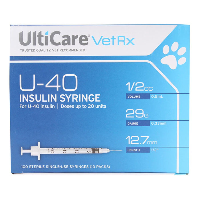 UltiCare U-40 Insulin Syringes, 29ga x ½", Box of 100 ct