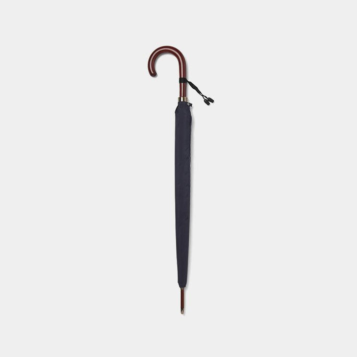 Closed navy umbrella with curved wooden handle | Tokyo Umbrella, Maehara Koei Shoten