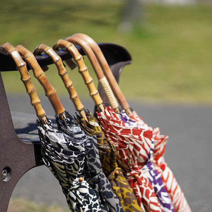 [UMBRELLA] PARASOL ZEBRA BLACK GRAY (BRAIDED WOOD) | HAND PRINTING