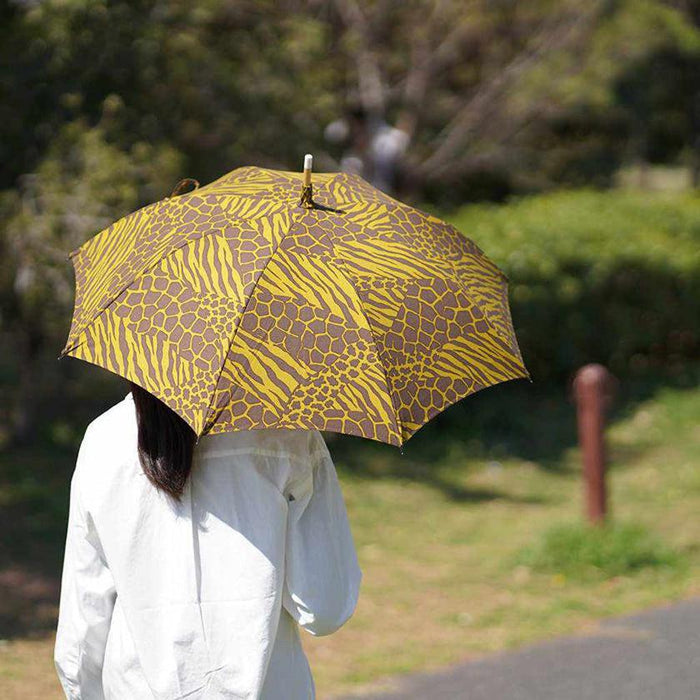 [UMBRELLA] PARASOL ZEBRA KHAKI (BRAIDED WOOD) | HAND PRINTING