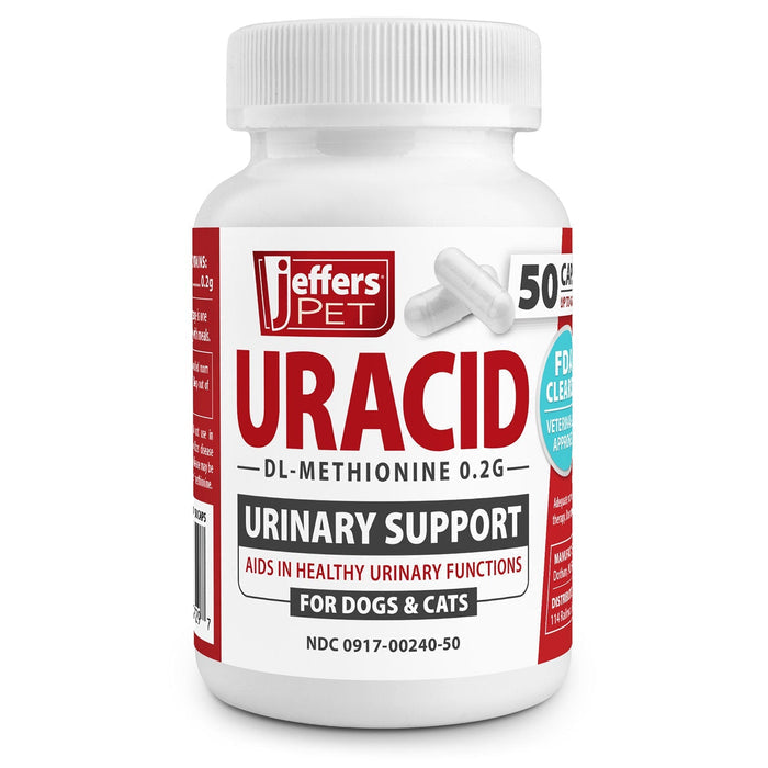 Uracid DL-Methionine 0.2g Capsules for Dogs & Cats – Supports Urinary Tract, Reduces Urine Odor, Prevents Stones