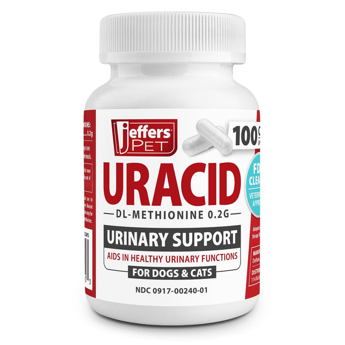 Uracid DL-Methionine 0.2g Capsules for Dogs & Cats – Supports Urinary Tract, Reduces Urine Odor, Prevents Stones