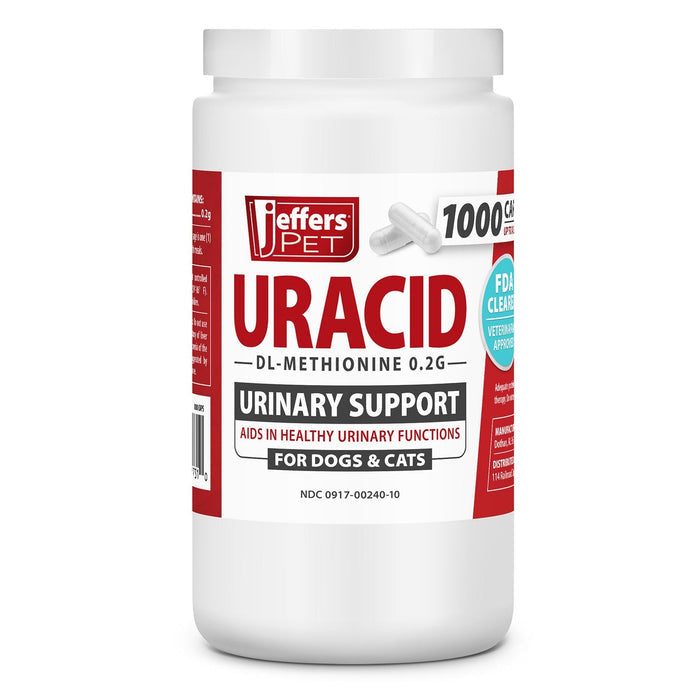 Uracid DL-Methionine 0.2g Capsules for Dogs & Cats – Supports Urinary Tract, Reduces Urine Odor, Prevents Stones