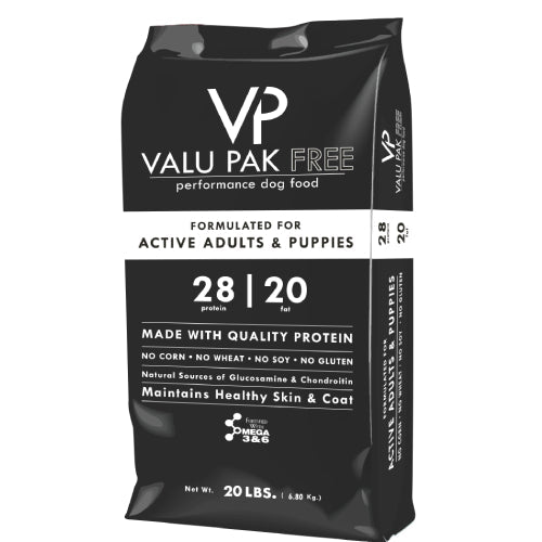 Valu-Pak Free 28-20 Puppies Dry Dog Food Grain-Free High Protein 20lbs.