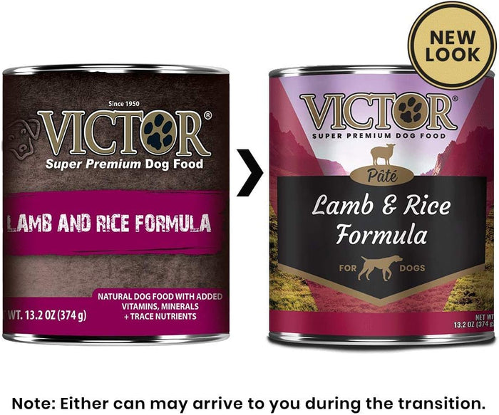 Victor Lamb and Rice Recipe Canned Wet Dog Food 12-Pack Paté for Dogs