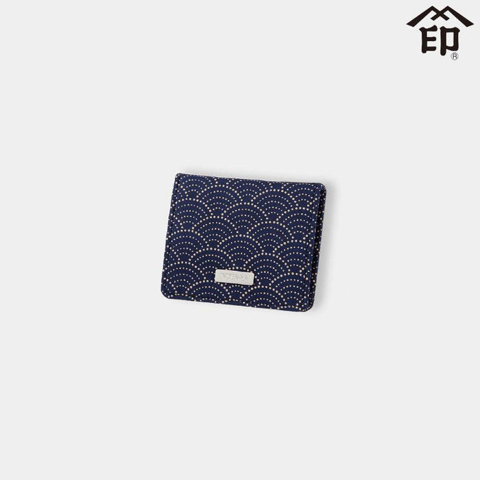 [WALLET] COIN PURSE F WAVE PATTERN (NAVY BLUE BASECOAT WITH WHITE LACQUER) | KOUSHU INDEN (LACQUERED DEERSKIN CRAFTS)| INDEN-YA