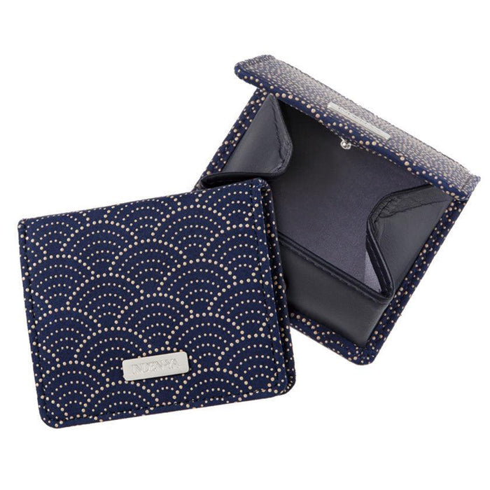 [WALLET] COIN PURSE F WAVE PATTERN (NAVY BLUE BASECOAT WITH WHITE LACQUER) | KOUSHU INDEN (LACQUERED DEERSKIN CRAFTS)| INDEN-YA