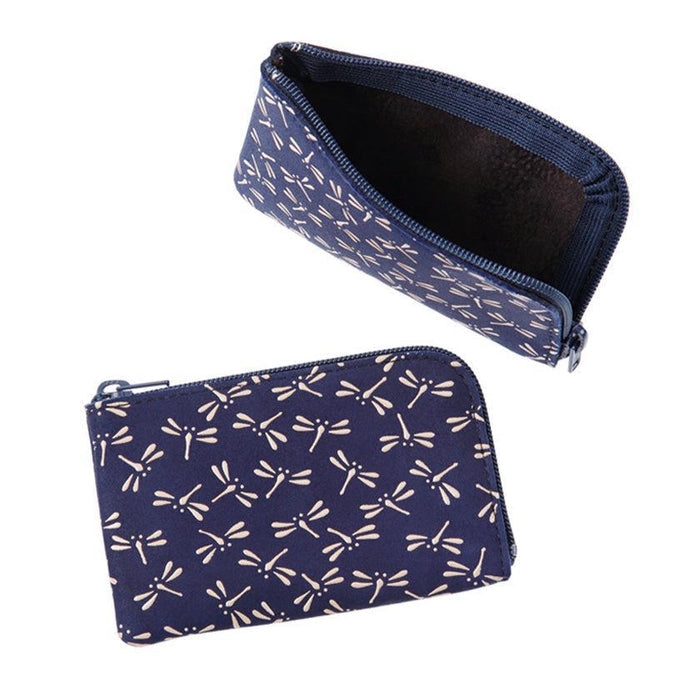 [WALLET] F COIN PURSE 01 DRAGONFLY (NAVY BLUE BASECOAT WITH WHITE LACQUER) | KOUSHU INDEN (LACQUERED DEERSKIN CRAFTS)| INDEN-YA