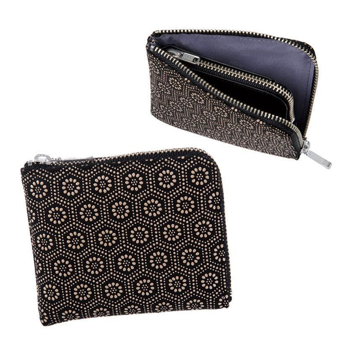 [WALLET] F COIN PURSE 08 TORTOISE SHELL (BLACK BASECOAT WITH WHITE LACQUER) | KOUSHU INDEN (LACQUERED DEERSKIN CRAFTS)| INDEN-YA