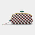 [WALLET] NISHIJIN SILK CLASP WALLET WITH KYO-KUMIHIMO STRAP GINGHAM CHECK (NAVY) | NISHIJIN TEXTILES | ATELIER KYOTO NISHIJIN