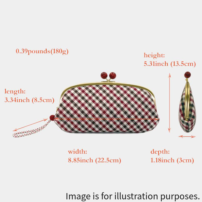 [WALLET] NISHIJIN SILK CLASP WALLET WITH KYO-KUMIHIMO STRAP GINGHAM CHECK (PURPLE) | NISHIJIN TEXTILES | ATELIER KYOTO NISHIJIN