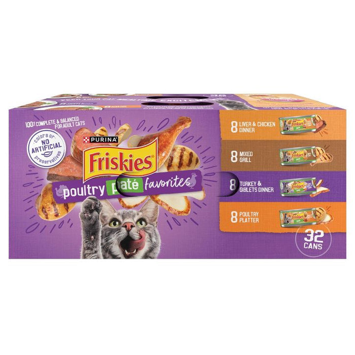 Wellness Chicken Adult Cat 32ct 5.5oz Friskies Pate Poultry Favorite's Variety Pack