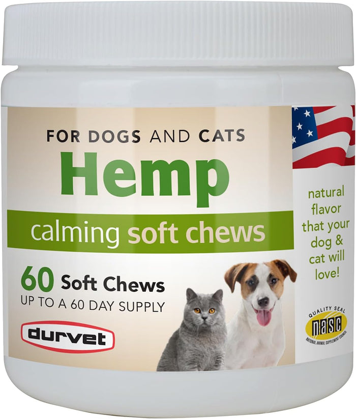 Wellness Grain free Cat Durvet Hemp Calming Soft Chews Dogs & Cats 60 Count