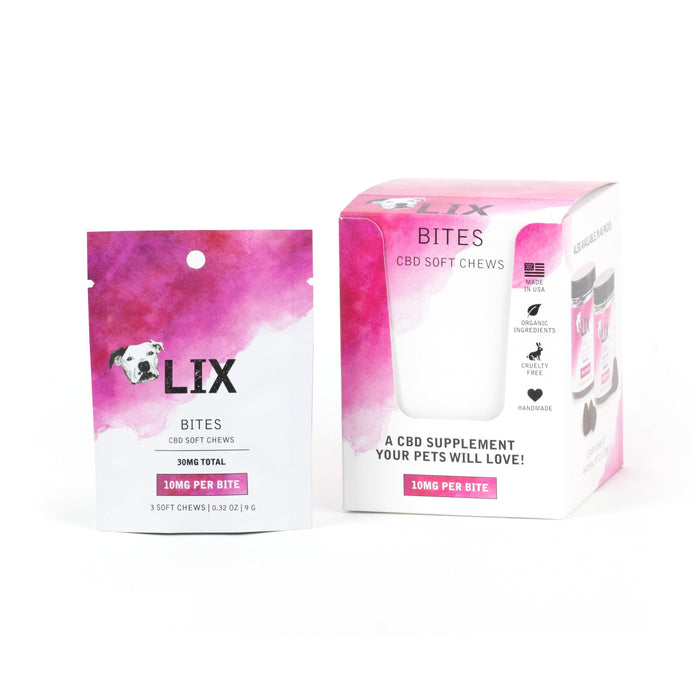 LIX 10MG CBD BITES Trial 3 Pack wholesale display | Organic Chews for Anxiety Mobility & Inflammation