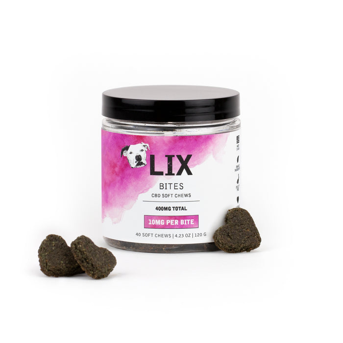 LIX 10MG CBD BITES 40ct soft chew container | Organic Chews for Anxiety Mobility & Inflammation