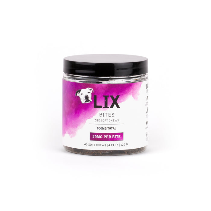LIX 20mg soft bites for dogs with broad-spectrum hemp wellness support