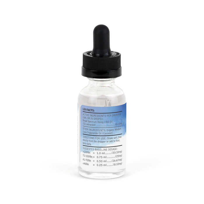 The Elixir 1000mg CBD oil bottle close up label