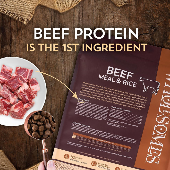 Wholesomes Beef Meal & Rice Adult Dry Dog Food 40lb Bag Whole Grain Recipe