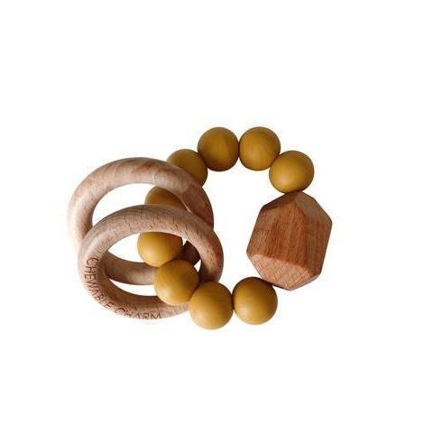 Wood & Silicone Teething Ring- Mustard Yellow.