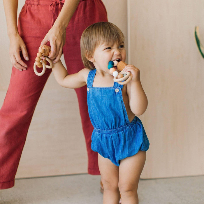 Wood & Silicone Teething Ring- Summer.
