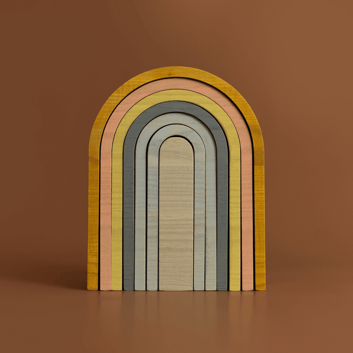 Big Wooden Rainbow Stacker Pastel Colours.
