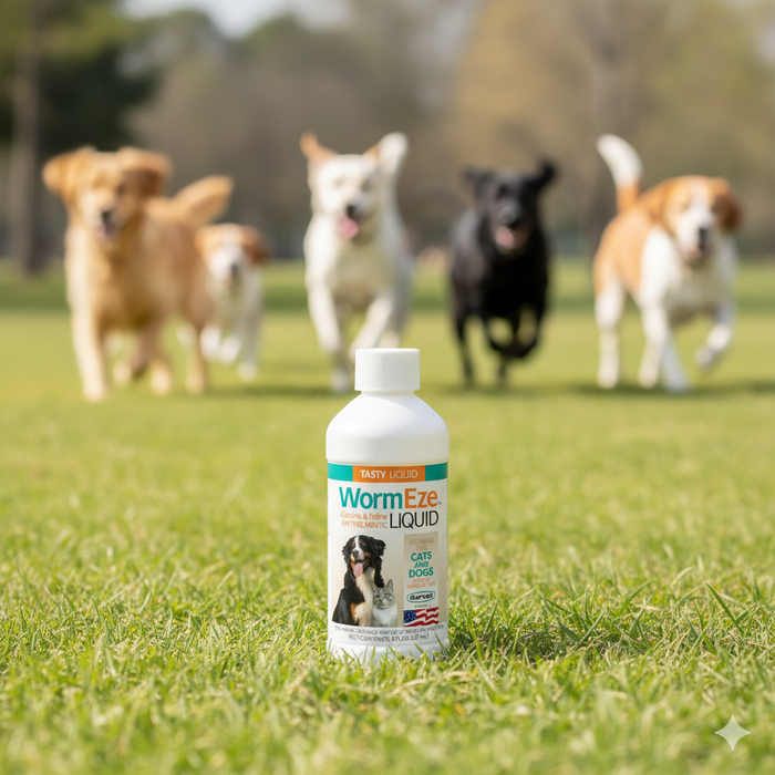 Wormeze Liquid Wormer 8 oz. Piperazine Cats Dogs Puppies Kittens Roundworm 2PCK