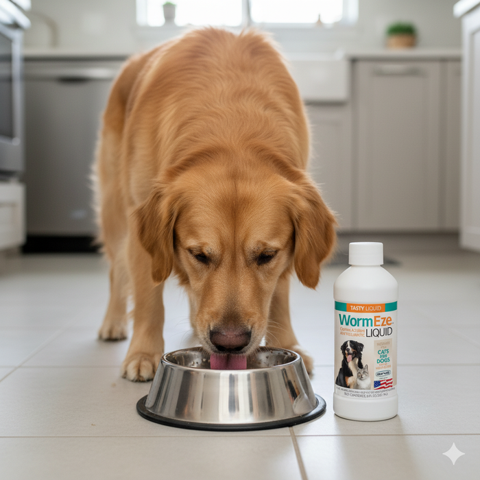 Wormeze Liquid Wormer 8 oz. Piperazine Cats Dogs Puppies Kittens Roundworm 2PCK