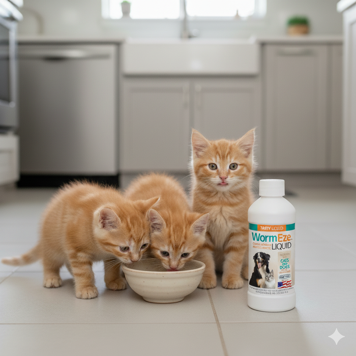 Wormeze Liquid Wormer 8 oz. Piperazine Cats Dogs Puppies Kittens Roundworm 2PCK